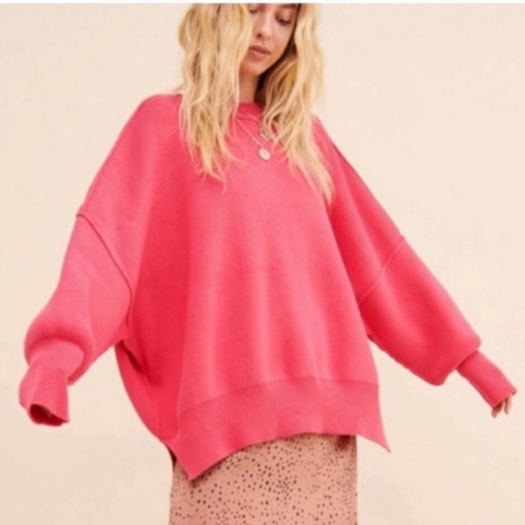 Free People Sweaters - NWT Free People Easy Street Tunic Bright Pink Small